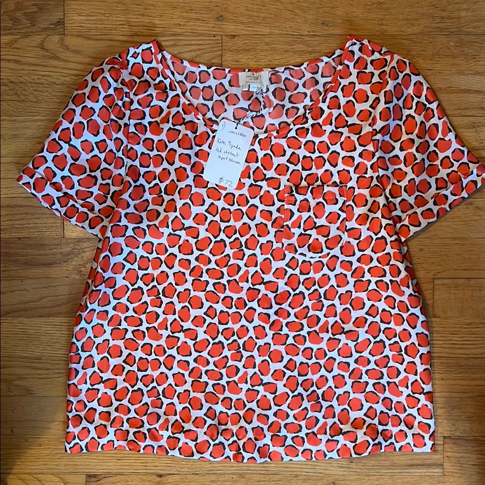 Kate Spade Red and White Patterned Top